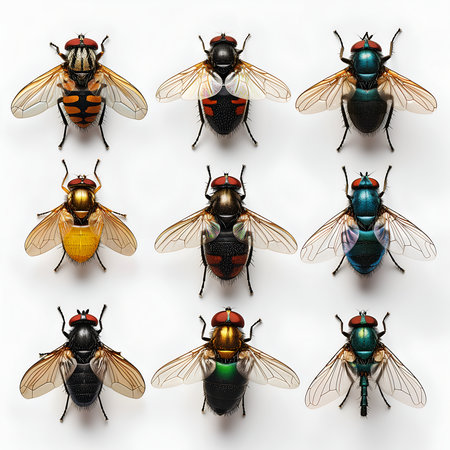 set of fly isolated on whiteの素材