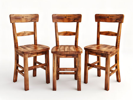 wooden chair isolated on whiteの素材