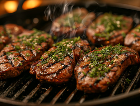 grilled meat on the grillの素材
