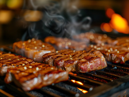 grilled meat on the grillの素材