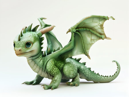 blue and green dragon on whiteの素材