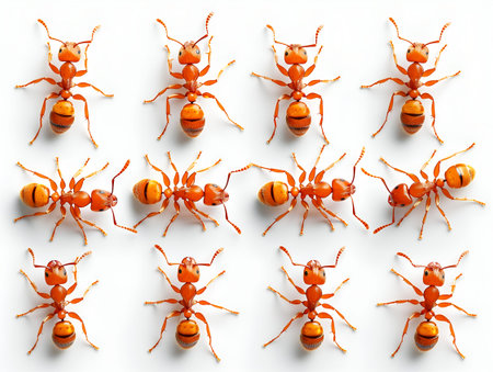 red ants on white backgroundの素材