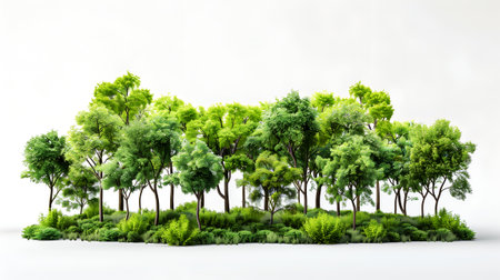 set of green trees isolated, tree in springの素材