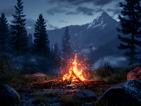 campfire in the forest, fire in the forestの素材