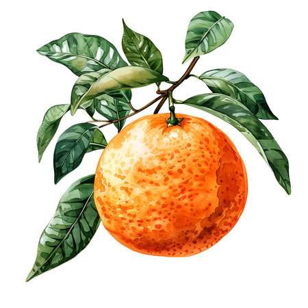 orange fruit with leaves on whiteの素材