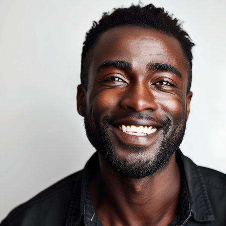 portrait of a person, man smiling happilyの素材