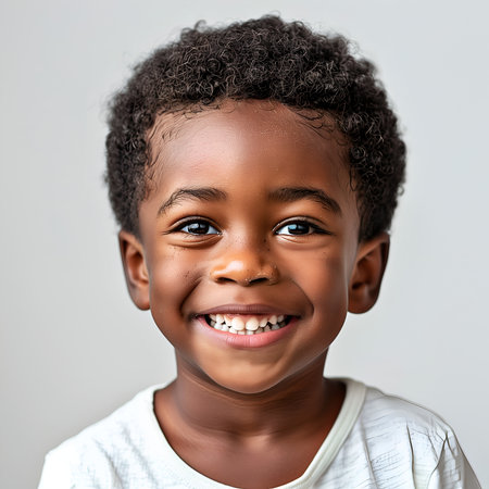 portrait of a person, boy smiling happilyの素材