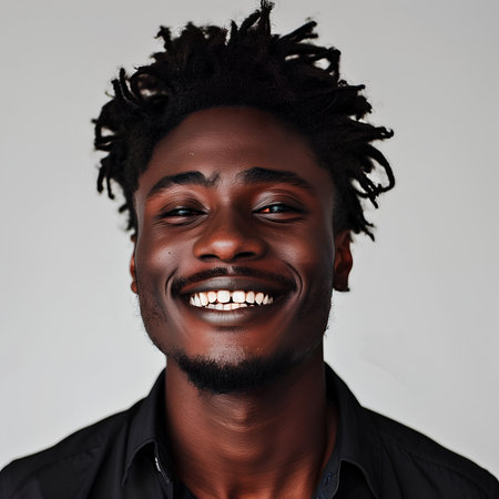 portrait of a person, man smiling happilyの素材