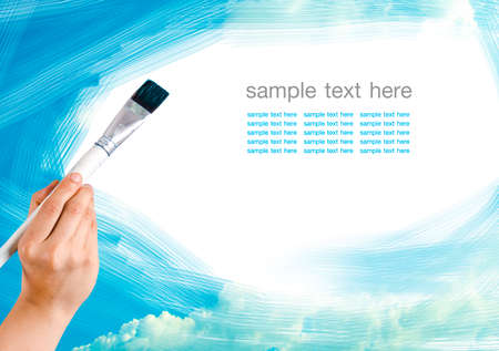 brush and paint on white backgroundの写真素材