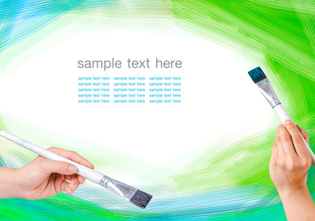 brush and paint on white backgroundの写真素材