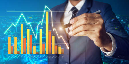 His business growth and progress . Mixed mediaの写真素材