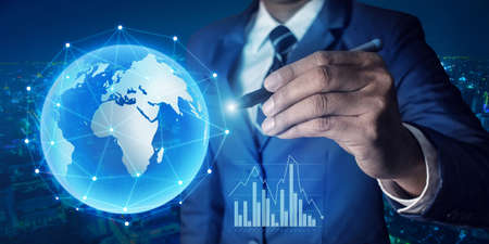 His business growth and progress . Mixed mediaの写真素材