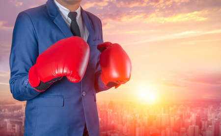Boxing businessmanの写真素材