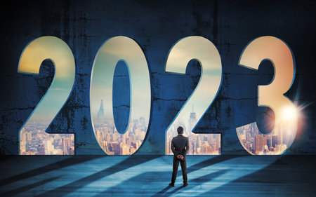 Young Businessman Standing Looking At Success In 2023
