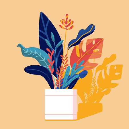 Vector of tropical Plants, flowers. Leavesのイラスト素材