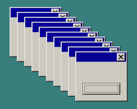 Old user interface. browser windows , error message. Mockup of retro user interface