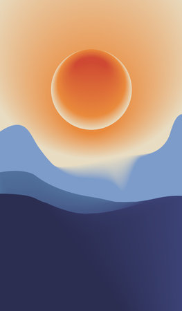 Abstract mountain and sun. Colorful  wave, Curved smooth waveのイラスト素材