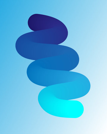 Liquid blue color doodle shape, illustration or background. gradient wave element.のイラスト素材