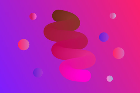 Pink Gradient doodle shapes, illustration vectors. Color wave forms, vibrant waves, Blend color strokes.のイラスト素材