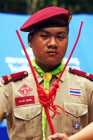 CHUMPHON,THAILAND February 15-17:   Boy Scouts of Muanglangsuan school camping activities trip of the year 2012.On February 15-17,2012 in Chumphon,Thailand.のeditorial素材