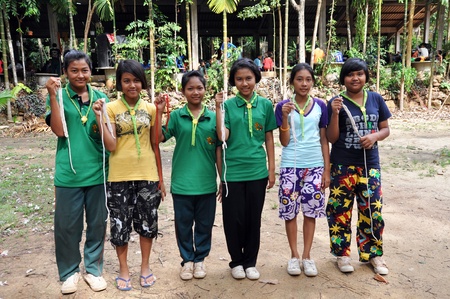 CHUMPHON,THAILAND February 15-17:   Boy Scouts of Muanglangsuan school camping activities trip of the year 2012.On February 15-17,2012 in Chumphon,Thailand.のeditorial素材