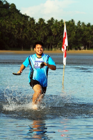 Chumphon Province, Langsuan District, Thailand, 22  Sunday July 2012 : Annual run through the sea to pithak island (Unseen Thailand) LangSuan Mini Marathon 8 th.のeditorial素材