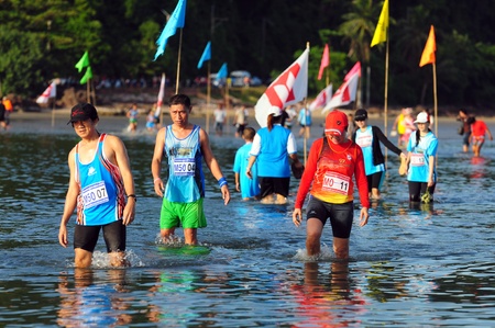Chumphon Province, Langsuan District, Thailand, 22  Sunday July 2012 : Annual run through the sea to pithak island (Unseen Thailand) LangSuan Mini Marathon 8 th.のeditorial素材