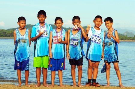 Chumphon Province, Langsuan District, Thailand, 22  Sunday July 2012 : Annual run through the sea to pithak island (Unseen Thailand) LangSuan Mini Marathon 8 th.のeditorial素材