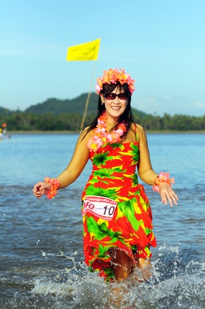 Chumphon Province, Langsuan District, Thailand, 22  Sunday July 2012 : Annual run through the sea to pithak island (Unseen Thailand) LangSuan Mini Marathon 8 th.のeditorial素材