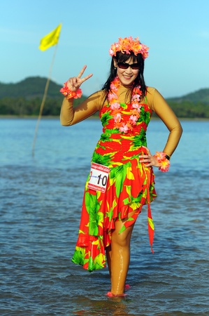 Chumphon Province, Langsuan District, Thailand, 22  Sunday July 2012 : Annual run through the sea to pithak island (Unseen Thailand) LangSuan Mini Marathon 8 th.のeditorial素材