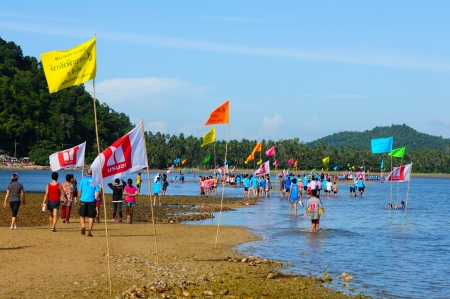 Chumphon Province, Langsuan District, Thailand, 22  Sunday July 2012 : Annual run through the sea to pithak island (Unseen Thailand) LangSuan Mini Marathon 8 th.のeditorial素材