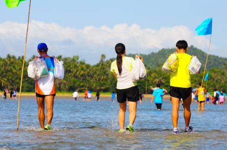 Chumphon Province, Langsuan District, Thailand, 22  Sunday July 2012 : Annual run through the sea to pithak island (Unseen Thailand) LangSuan Mini Marathon 8 th.のeditorial素材