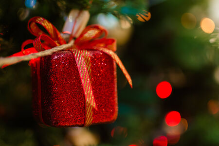 Christmas decorations on Christmas treeの写真素材