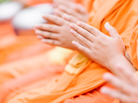 pray for faith in Buddhismの写真素材