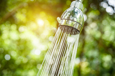 droplets of water from showerの写真素材