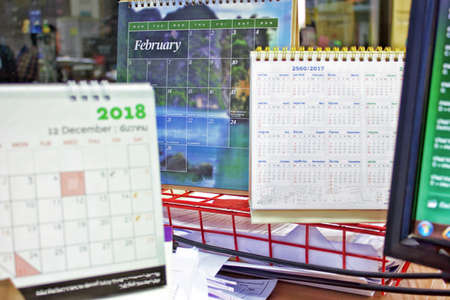 Desk Calendar on the deskのeditorial素材