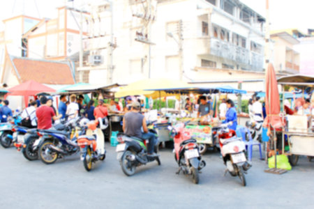 Motorcycle people buy food From the roadside shopのeditorial素材