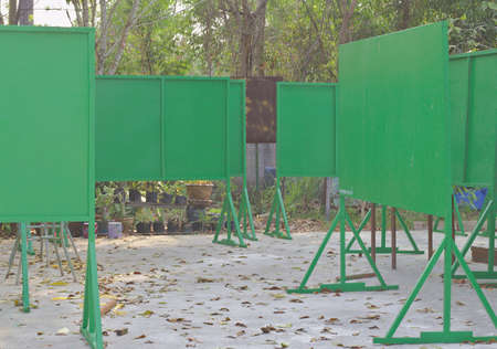 Blank green public relations signs in the garden under the treeのeditorial素材