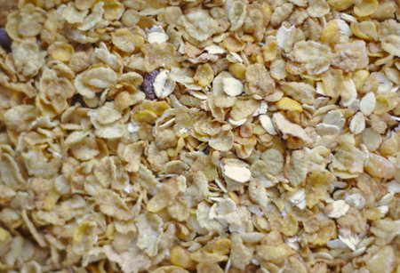 Cereal Small-baked cereal food, healthy food Brown backgroundのeditorial素材