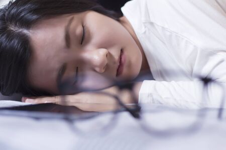 Woman take a napの写真素材