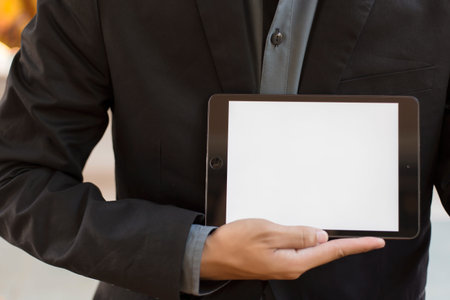 A Businessman Showing Blank Digital Tablet