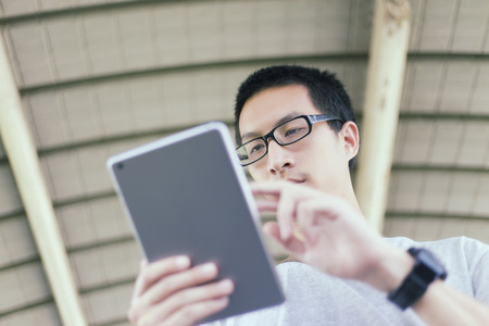 Man use tabletの写真素材
