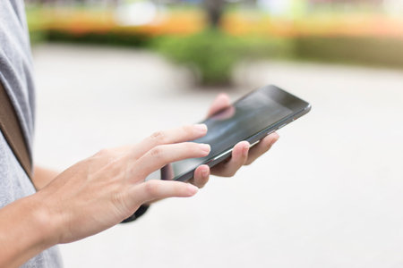 Close up man use tablet