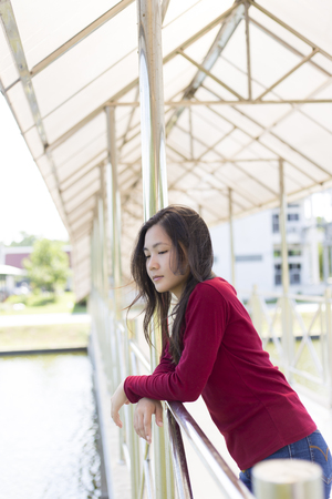 Woman Think to Somethingの写真素材