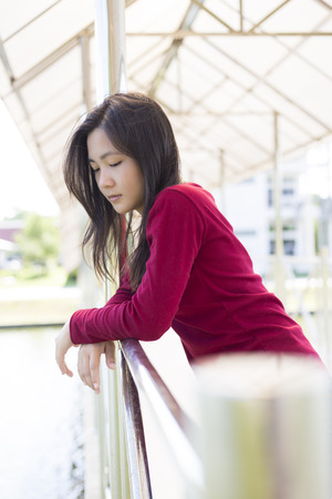 Woman Think to Somethingの写真素材