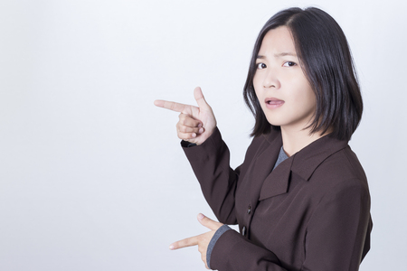 Businesswaman Present Blank Area for Advertisingの写真素材