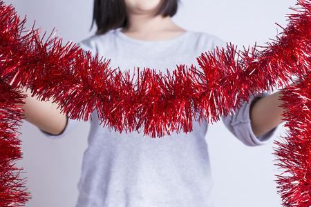 Asain Woman with Christmas Dayの写真素材