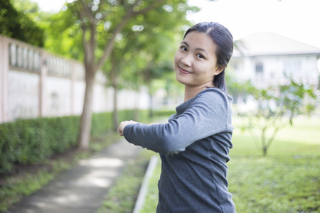 Woman with Relax Time at Parkの写真素材