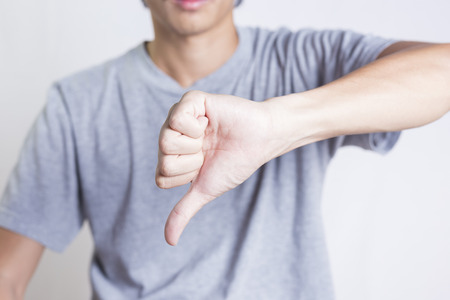 Hand of a man on a white backgroundの写真素材