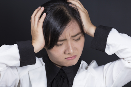 Businesswoman Has Head Acheの写真素材